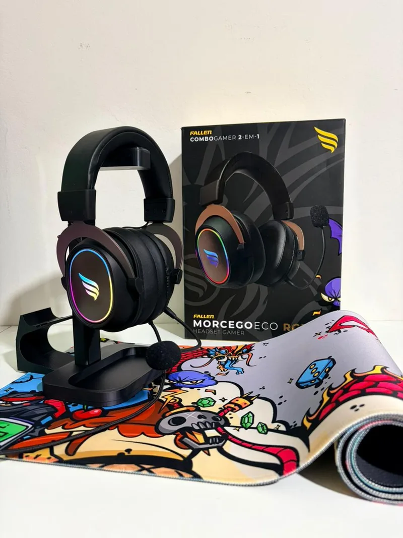 Kit Fallen Headset Morcego Eco RGB + Mousepad ACE ECO 90 x 30