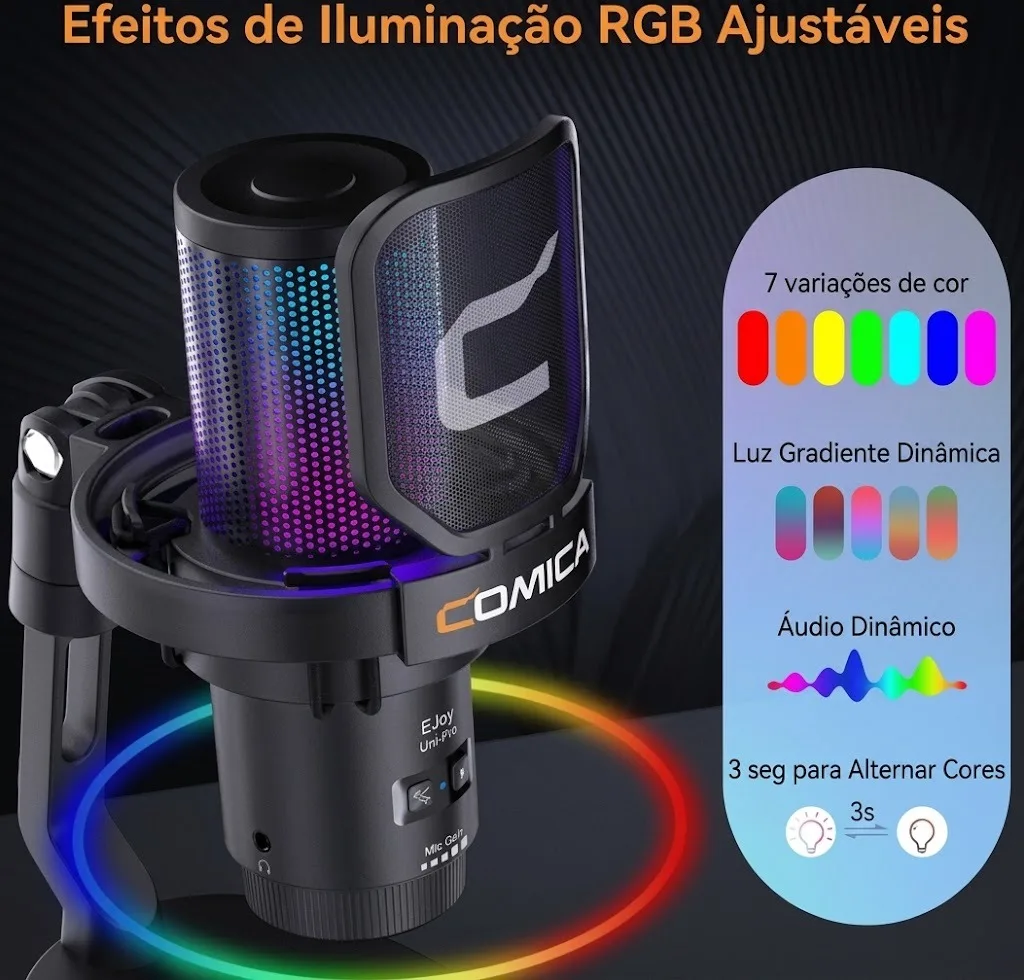 Microfone Condensador De Jogos Sem Fio Comica Uni Pro D Usb